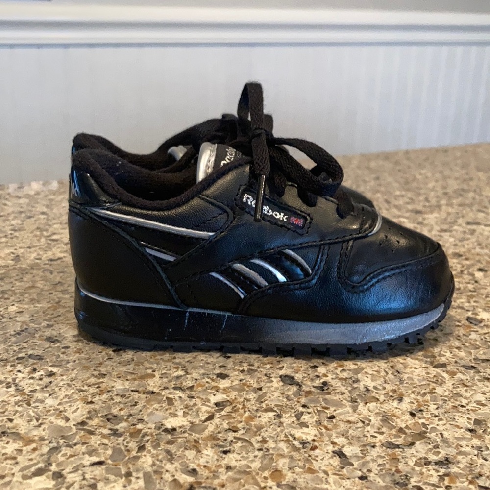 Size 6C Black and Silver Classic Reebok Sneakers